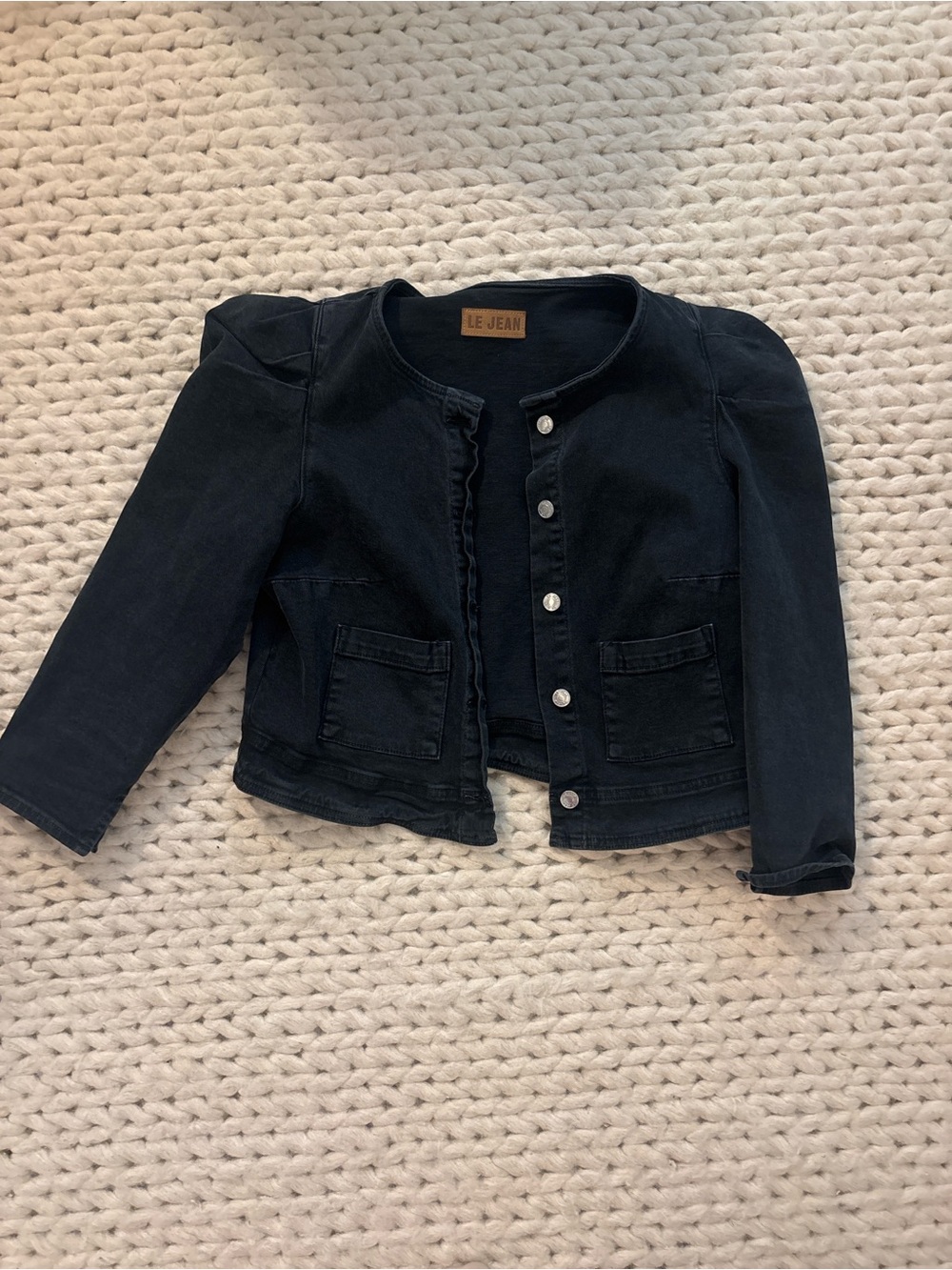 Navy Jean Button-Front Jacket